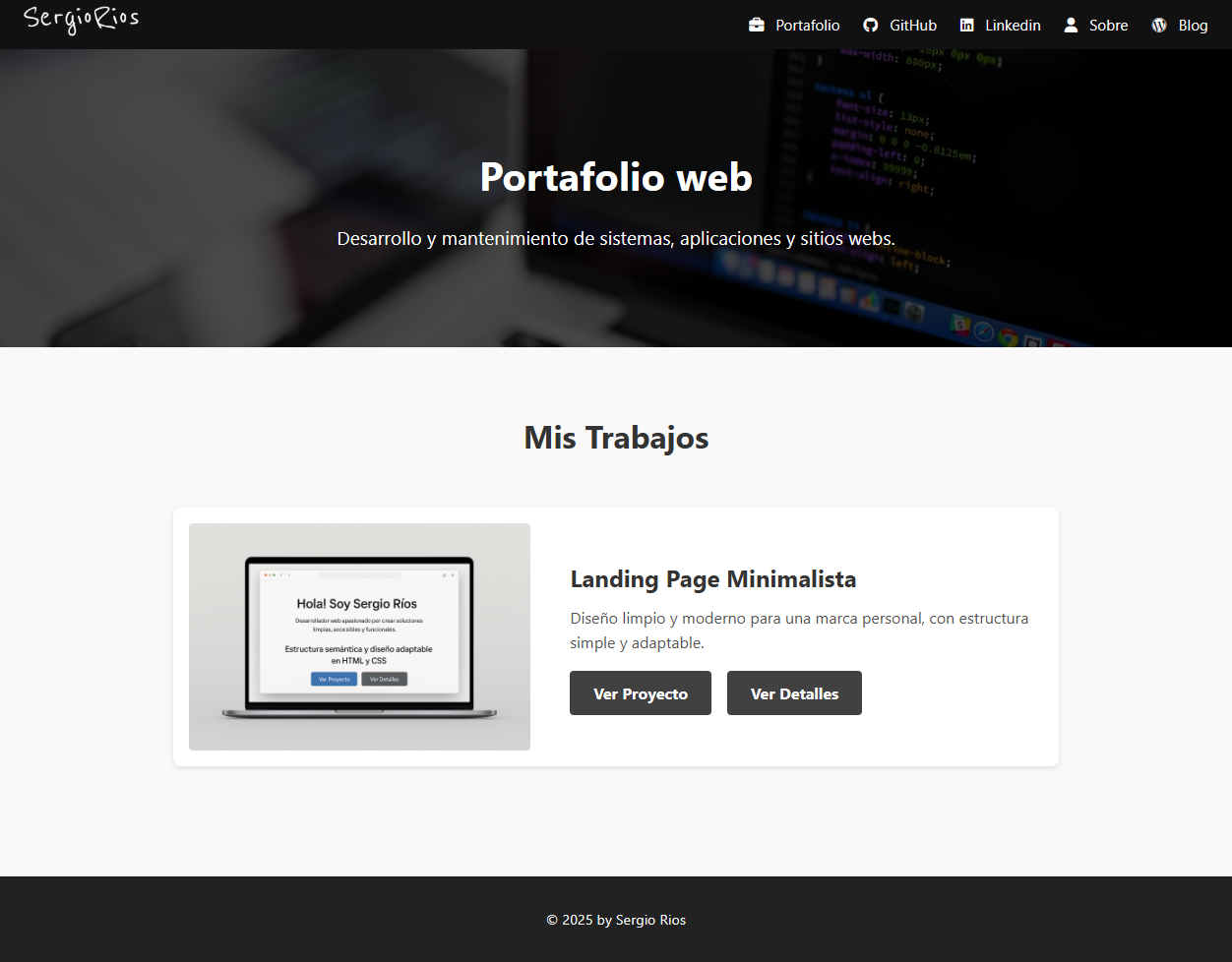 Captura de la landing page